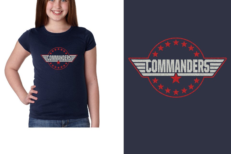 COMMANDERS logo glitter 2-color Youth Girls' Princess T-Shirt