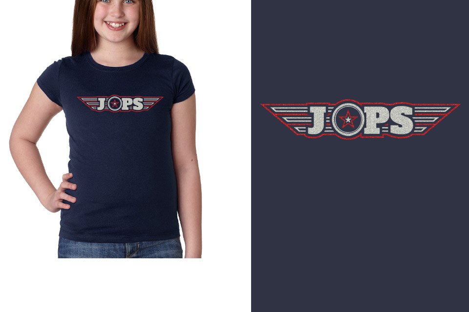 JOPS logo glitter 2-color Youth Girls' Princess T-Shirt