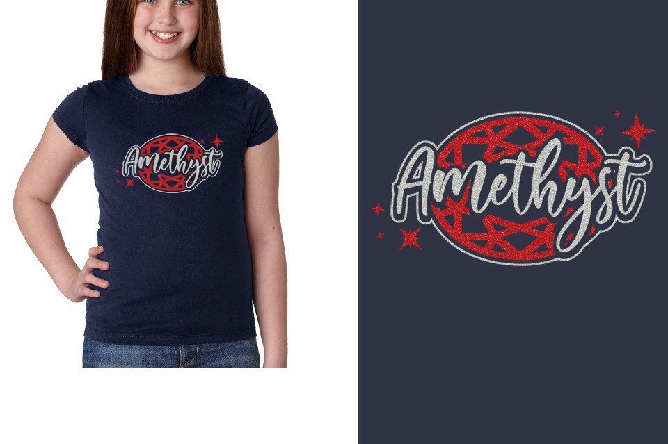 Amethyst logo glitter 2-color Youth Girls' Princess T-Shirt