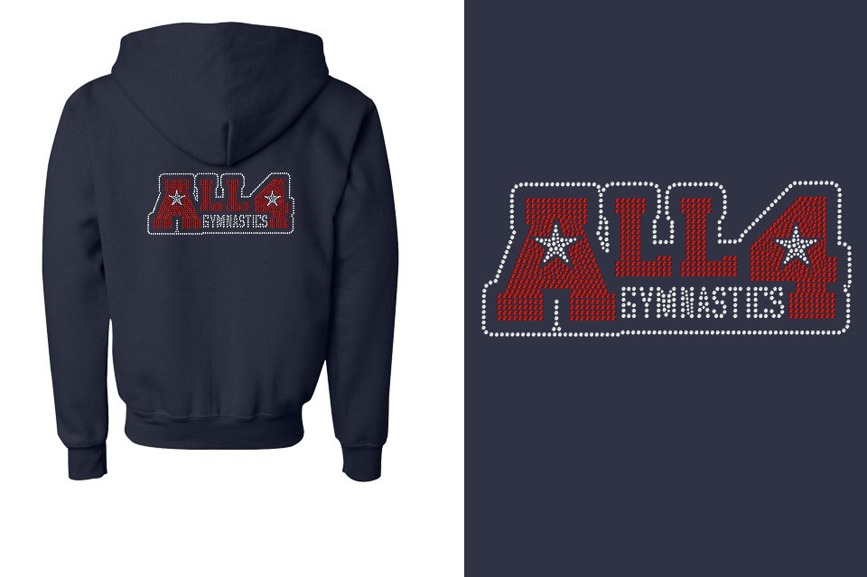 Rhinestones All4 Gymnastics stones Youth Unisex Zip Hoodie