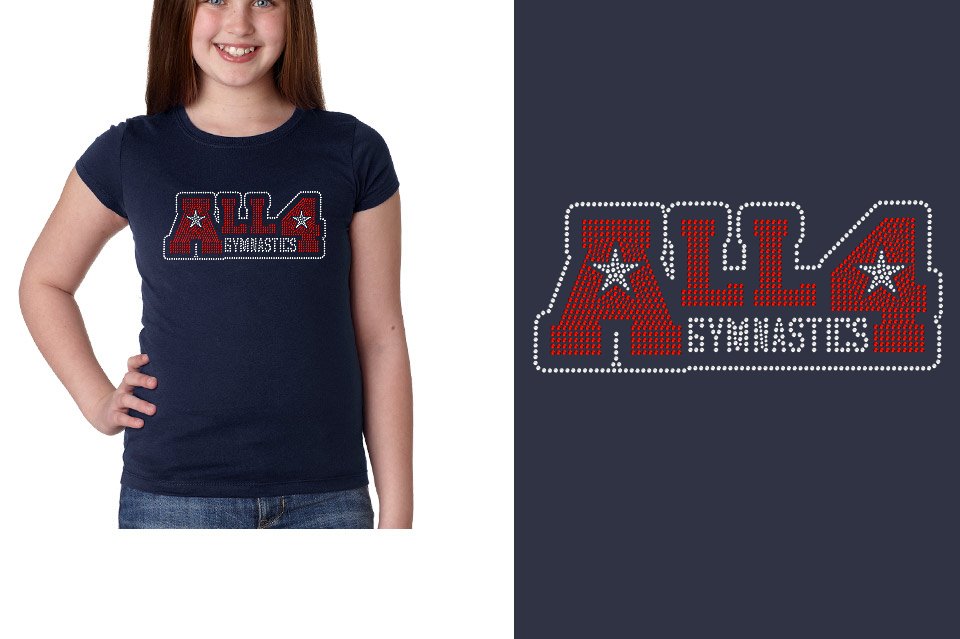 Rhinestones All4 Gymnastics stones Youth Girls' Princess T-Shirt