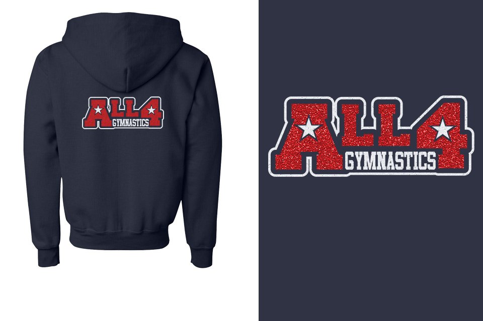 ALL4 Gymnastics glitter Youth Unisex Zip Hoodie