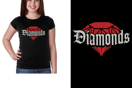 Diamonds glitter 2-color Youth Girls' Princess T-Shirt