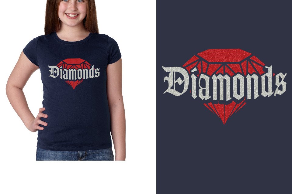 Diamonds glitter 2-color Youth Girls' Princess T-Shirt