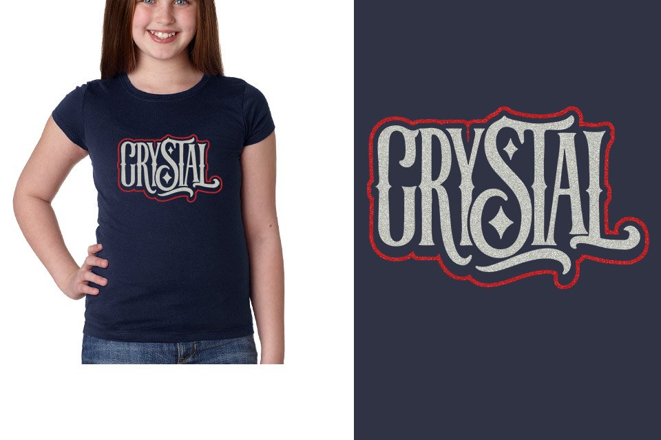 CRYSTAL glitter 2-color Youth Girls' Princess T-Shirt