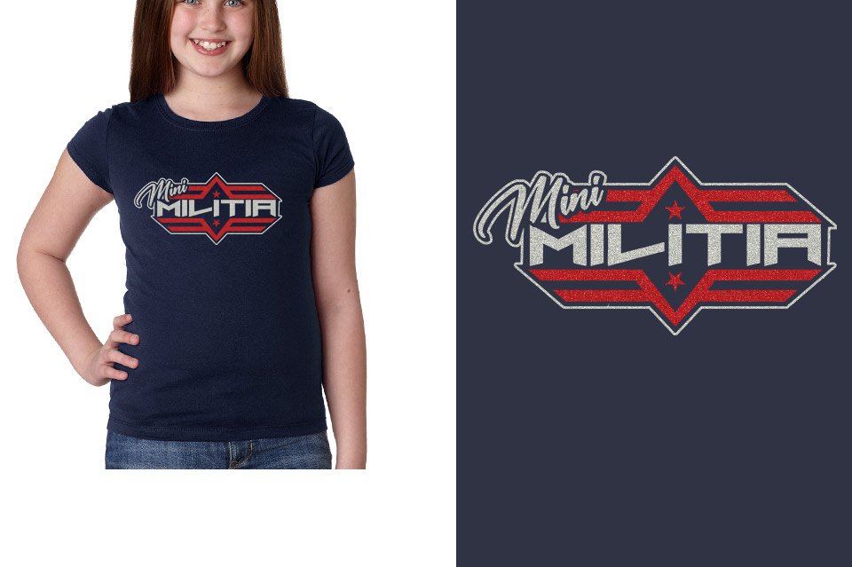 Mini MILITIA logo glitter 2-color Youth Girls' Princess T-Shirt
