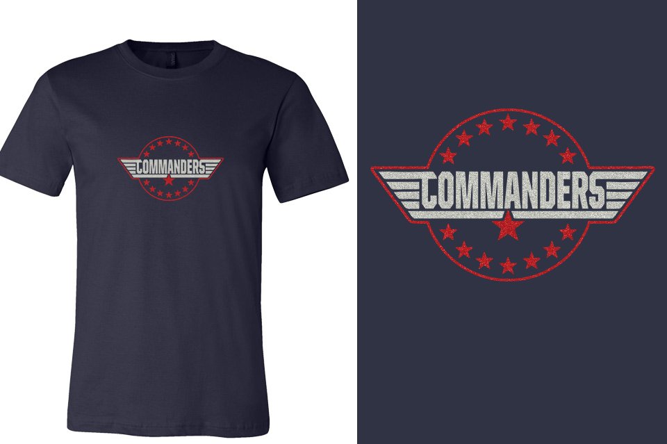 COMMANDERS logo glitter 2-color Unisex t-shirt