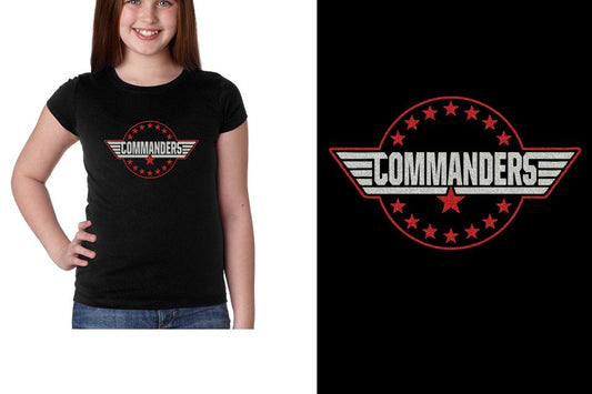 COMMANDERS logo glitter 2-color Youth Girls' Princess T-Shirt
