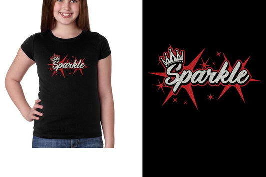 Sparkle logo glitter 2-color Youth Girls' Princess T-Shirt