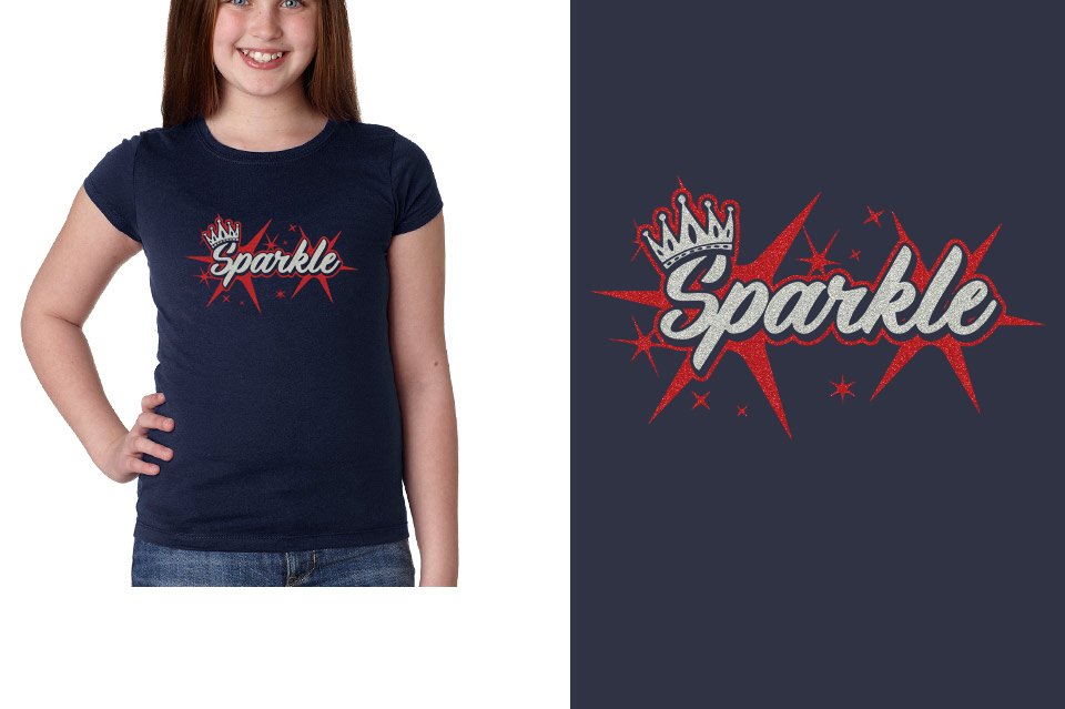 Sparkle logo glitter 2-color Youth Girls' Princess T-Shirt