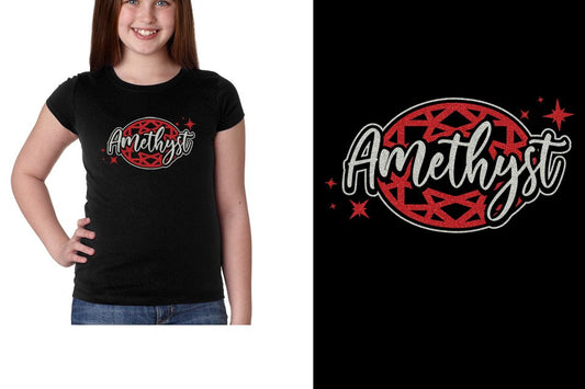Amethyst logo glitter 2-color Youth Girls' Princess T-Shirt