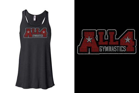 Rhinestones All4 Gymnastics stones Youth Flowy Racerback Tank
