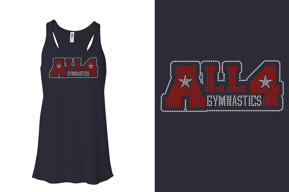 Rhinestones All4 Gymnastics stones Youth Flowy Racerback Tank