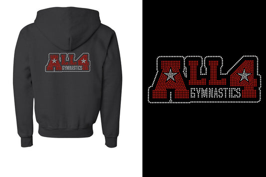 Rhinestones All4 Gymnastics stones Youth Unisex Zip Hoodie