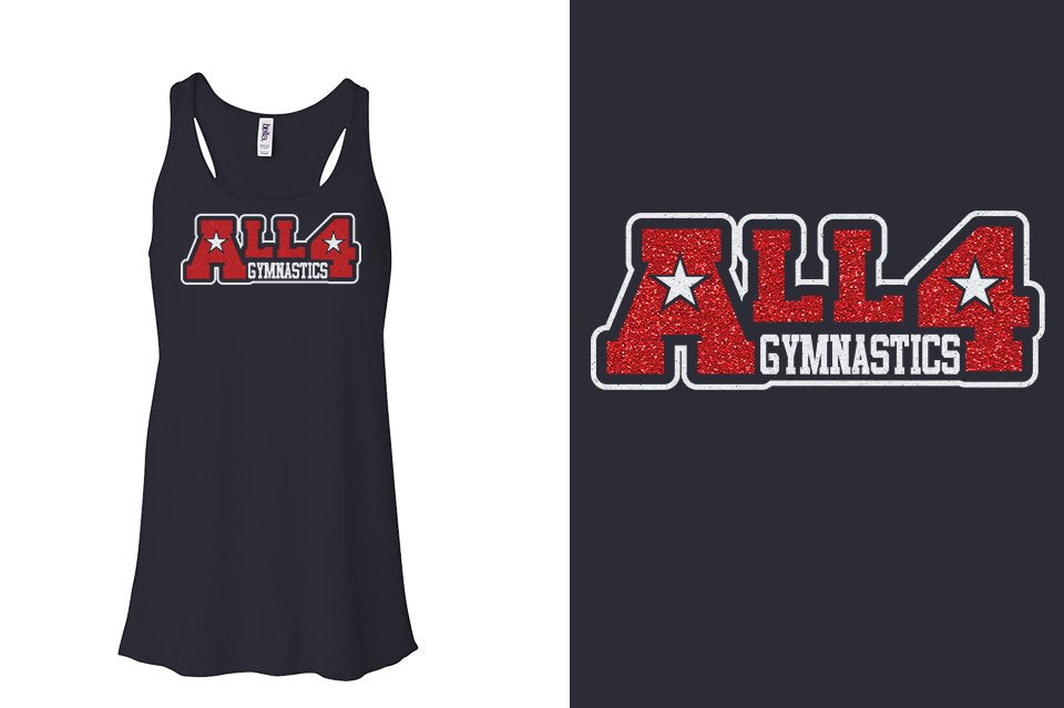 ALL4 Gymnastics glitter Youth Flowy Racerback Tank